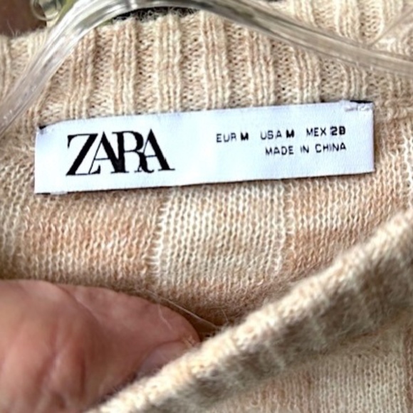 ZARA Alpaca/Wool Blend Scalloped Stitch Pullover Sweater NWOT/sz M - Picture 14 of 15